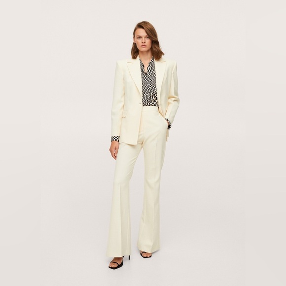 Mango Mng STRAIGHT TROUSERS WITH OPENINGS Ecru Women’s Size US2 EU34 UK6  5960 - Picture 5 of 9